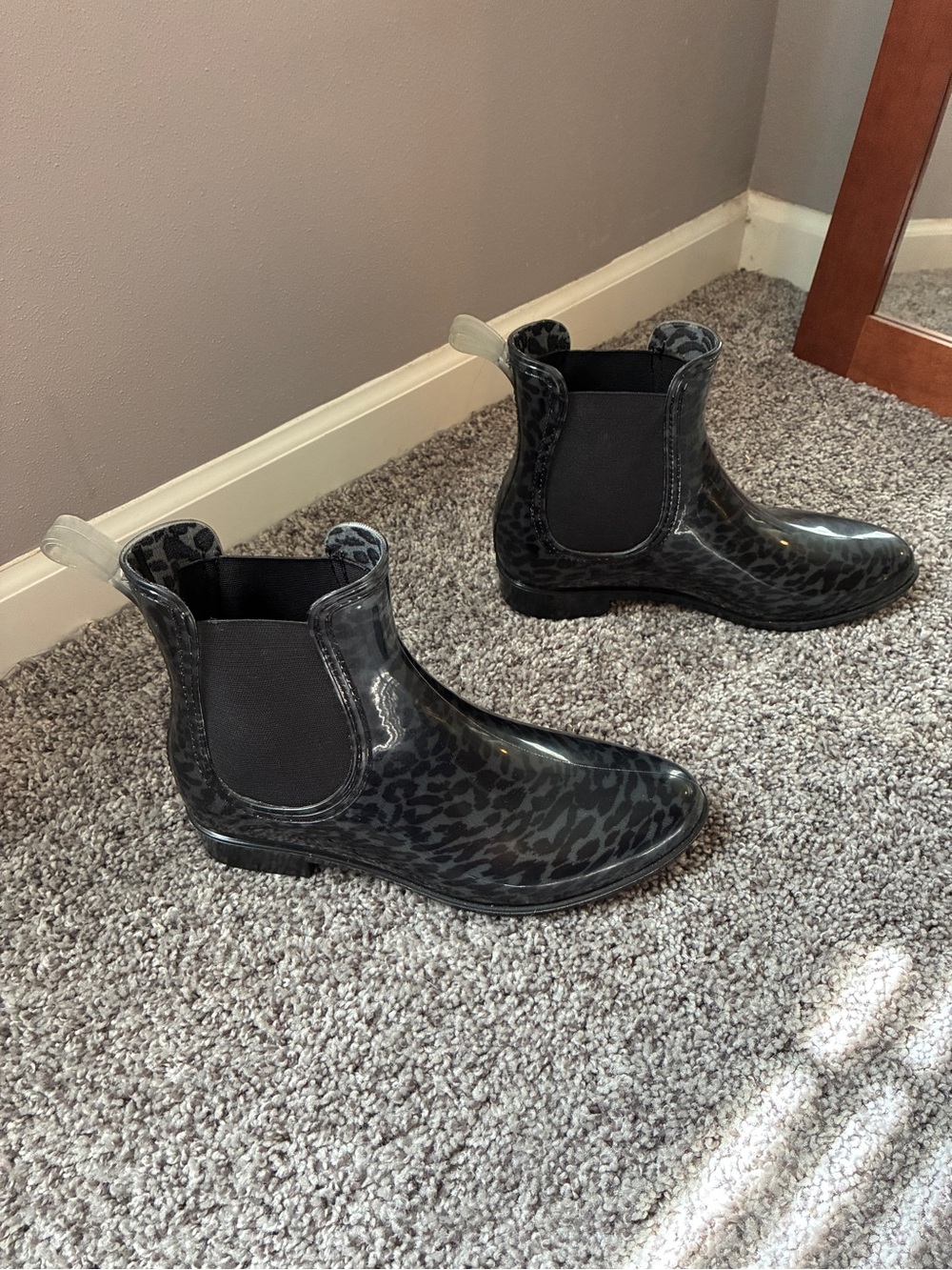 INC International Concepts Black Leopard Chelsea Rain Booties